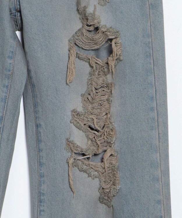 WEGO ダメージデニムワイドパンツ デニム中濃加工色