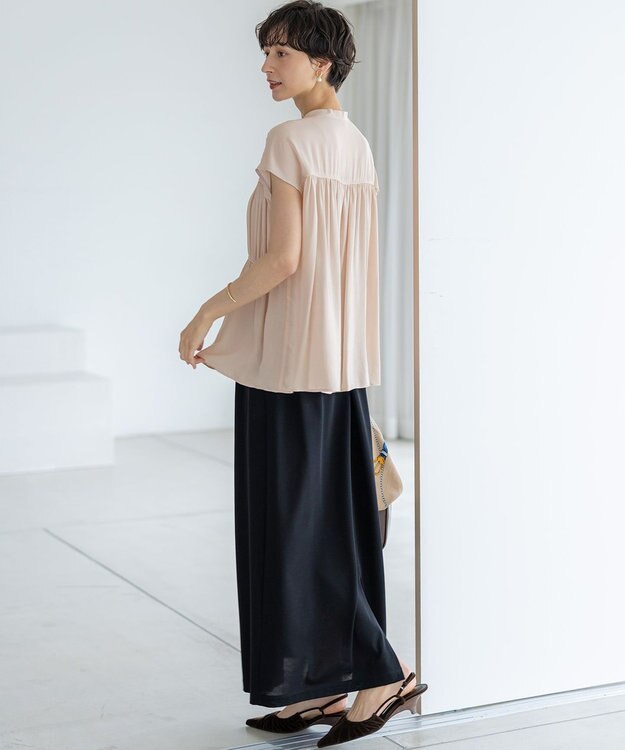 23区 【WEB&一部店舗限定/接触冷感/洗える】ツイストコットンプレーティング スカート ブラック系