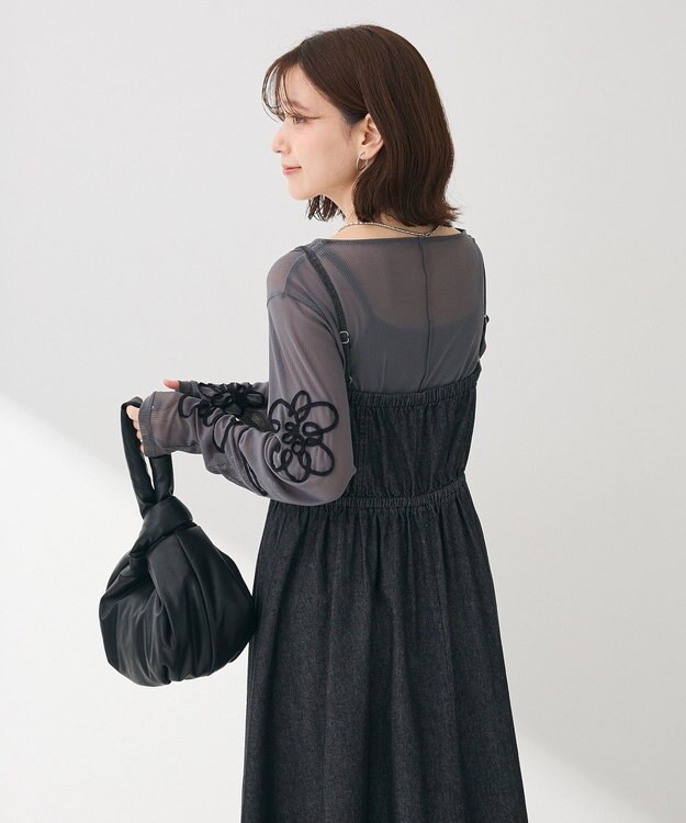 Green Parks ・ＳＵＧＡＲ　ＳＰＯＯＮ　コルセットデニムキャミワンピ Black