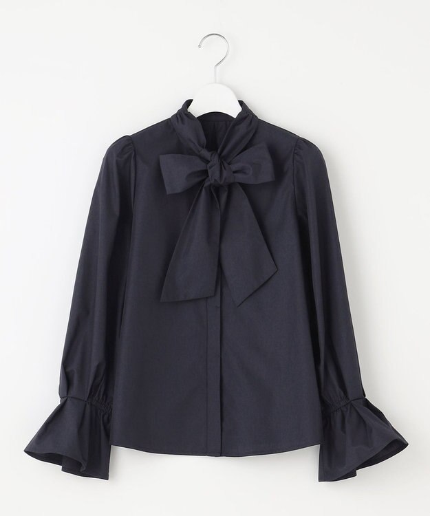 Feroux 【キレイ見えセットアップ対応】リボンタイ ブラウス ネイビー系