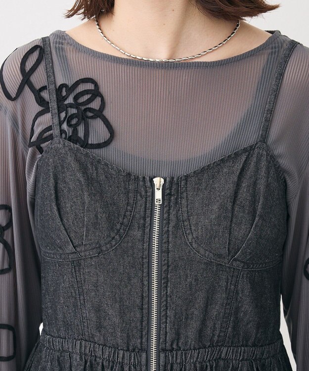 Green Parks ・ＳＵＧＡＲ　ＳＰＯＯＮ　コルセットデニムキャミワンピ Black