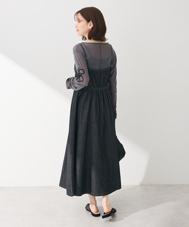 Green Parks ・ＳＵＧＡＲ　ＳＰＯＯＮ　コルセットデニムキャミワンピ Black