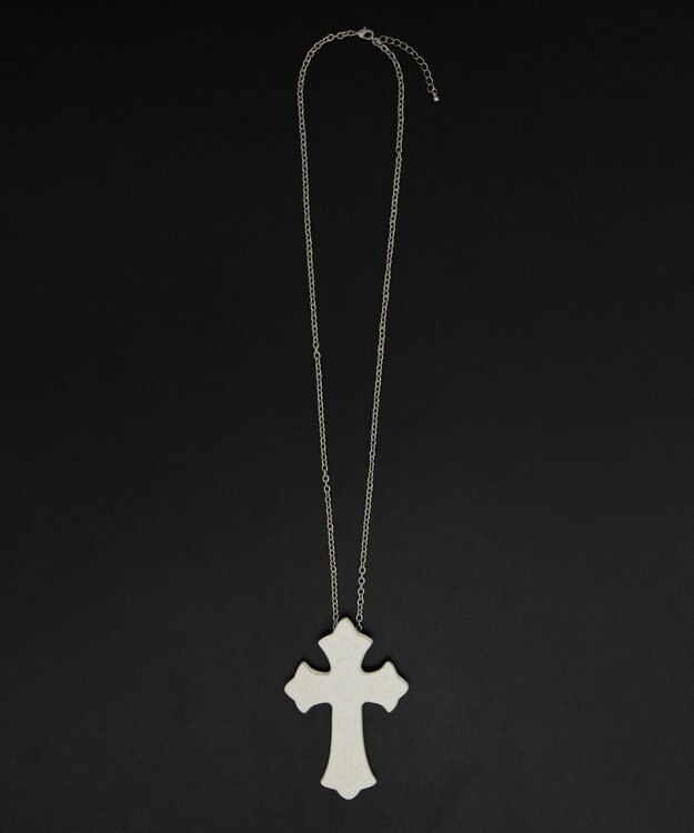 WEGO 【ユニセックス着用ITEM】MPUエンボスロゴクロスネックレス ホワイト