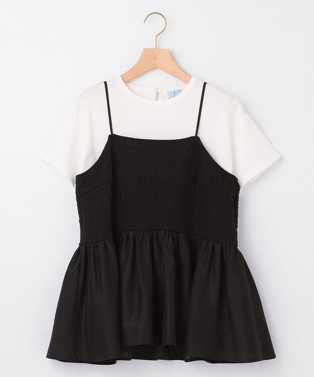 組曲 L 【WEB限定】レリーフジャガードキャミツインセット アイボリー×ブラック系