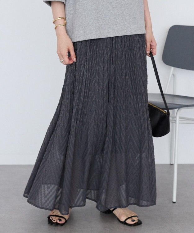 AMERICAN HOLIC カットジャガードプリーツスカート Charcoal Gray
