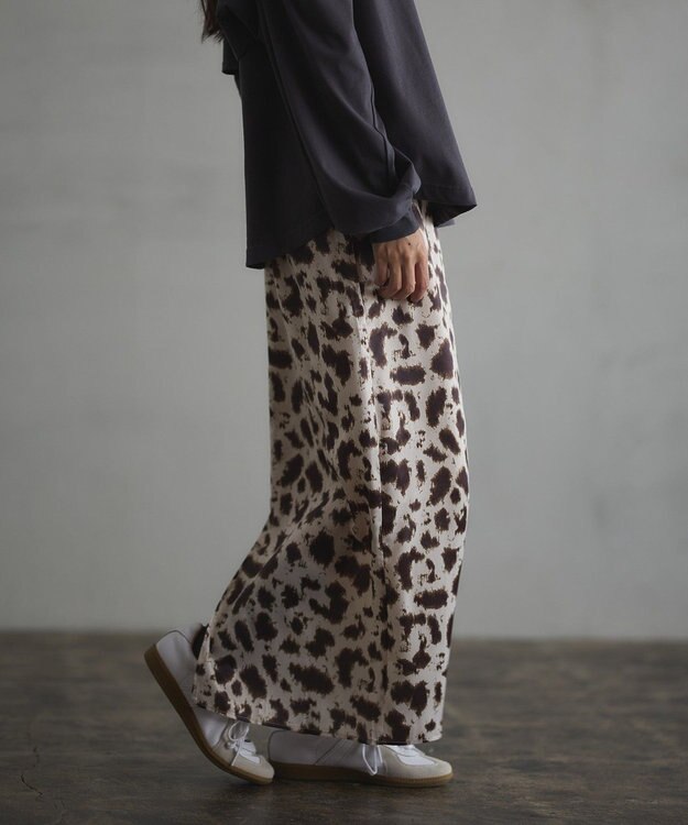 CRAFT STANDARD BOUTIQUE ヒョウ柄プリントIラインスカート Beige