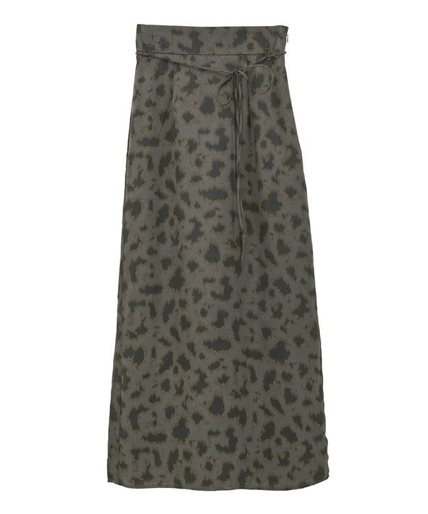 CRAFT STANDARD BOUTIQUE ヒョウ柄プリントIラインスカート Gray