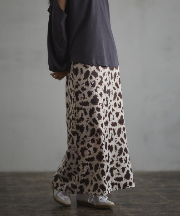 CRAFT STANDARD BOUTIQUE ヒョウ柄プリントIラインスカート Beige
