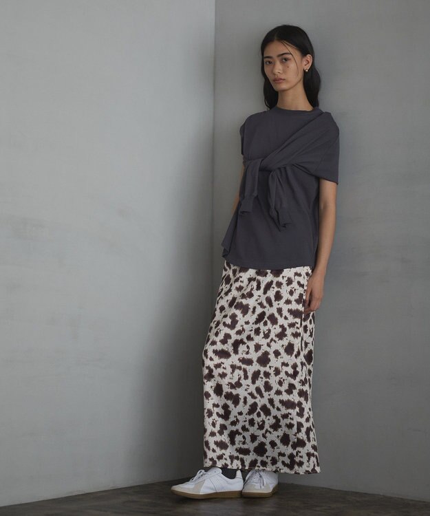 CRAFT STANDARD BOUTIQUE ヒョウ柄プリントIラインスカート Beige