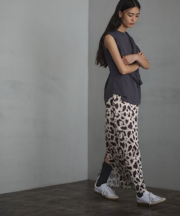 CRAFT STANDARD BOUTIQUE ヒョウ柄プリントIラインスカート Beige