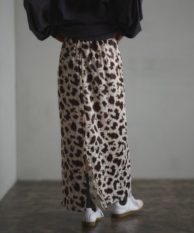 CRAFT STANDARD BOUTIQUE ヒョウ柄プリントIラインスカート Beige