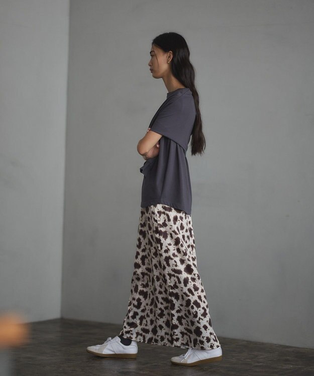 CRAFT STANDARD BOUTIQUE ヒョウ柄プリントIラインスカート Beige