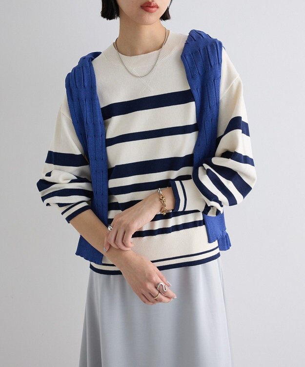 Green Parks スウェットライクニットプルオーバー Border