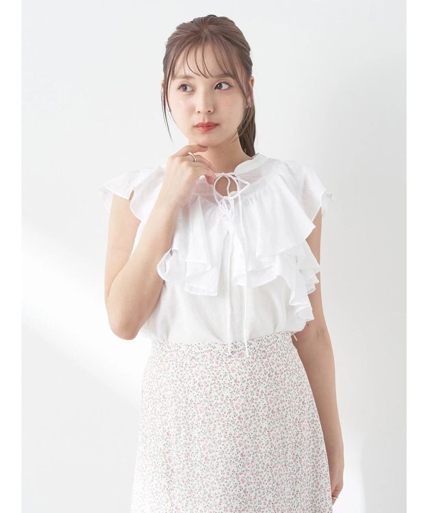 earth music&ecology ２ＷＡＹフリルブラウス White