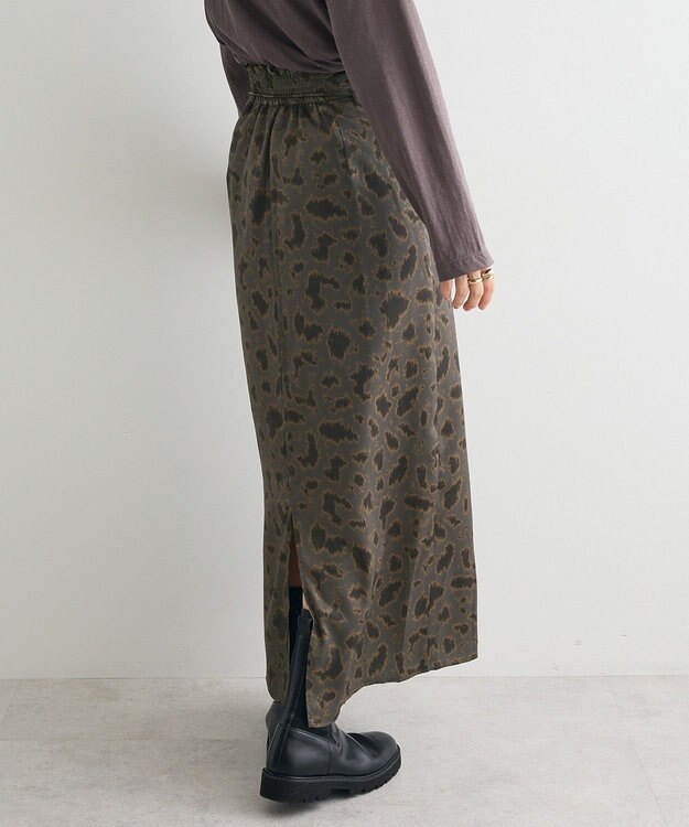 CRAFT STANDARD BOUTIQUE ヒョウ柄プリントIラインスカート Gray