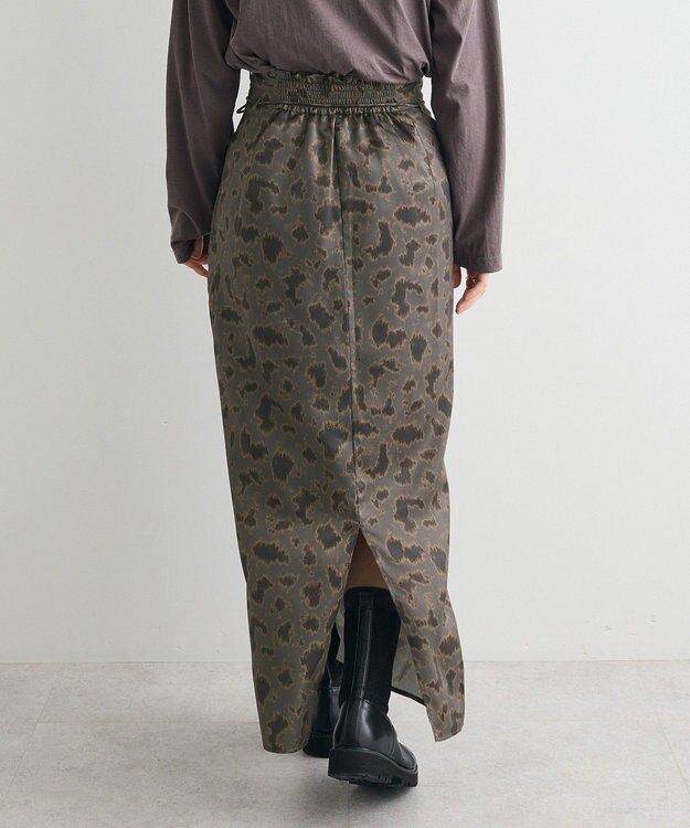 CRAFT STANDARD BOUTIQUE ヒョウ柄プリントIラインスカート Gray