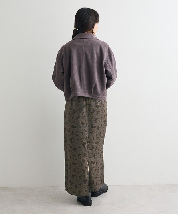 CRAFT STANDARD BOUTIQUE ヒョウ柄プリントIラインスカート Gray