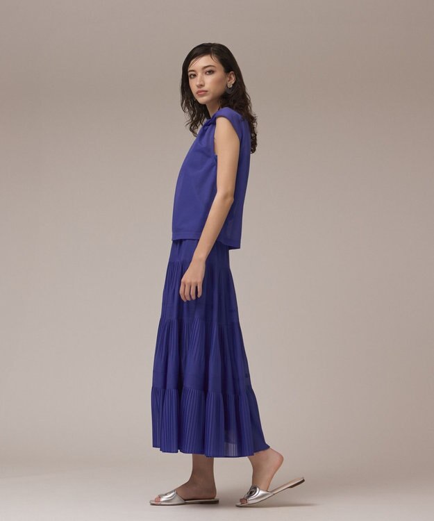 GRACE CONTINENTAL プリーツティアードスカート ブルー
