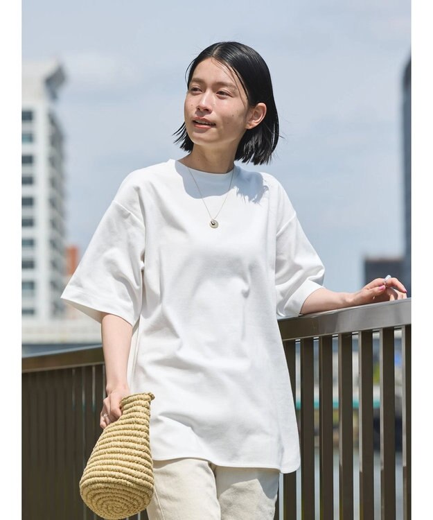 AMERICAN HOLIC 抗菌防臭＋ＵＶカット裾ラウンドカットチュニック Off White