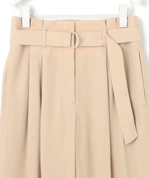 ICB 【接触冷感・UVカット・洗える】 T/Rドライリネン ワイドストレートパンツ ベージュ系