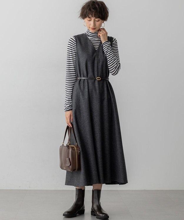 23区 オーバルバックル ナロー ベルト ダークブラウン系