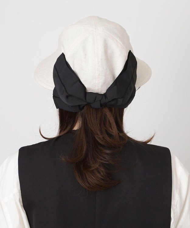 MOONBAT 【遮光100％/遮熱/UV】HIROKO KOSHINO(ヒロコ コシノ)遮光 リボンジョッキー 帽子 ゆったりMサイズ 手洗い可能/サイズ調整可能 オフホワイト