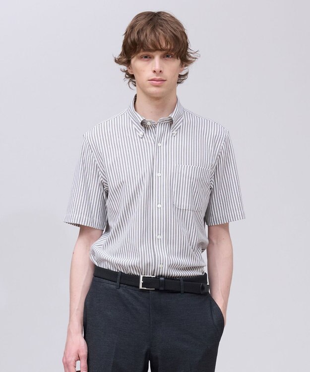 J.PRESS MEN 【吸水速乾 / 抗菌防臭 / 遮熱 / 防シワ】【J.PRESS OXFORD JERSEY】カノコインレイ半袖 シャツ / B.D. グレー系1
