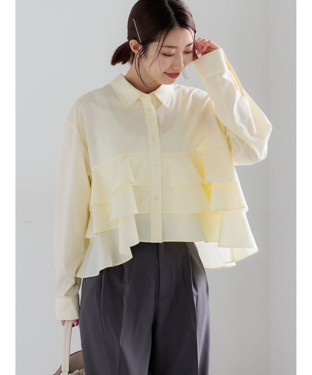 Te chichi ティアードフリルクロップトシャツ イエロー