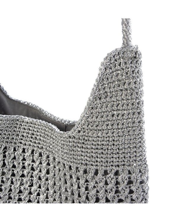 UNBILLION カシュカシュ cachecache / メタリックコード柄編みワンハンドルトート シルバー