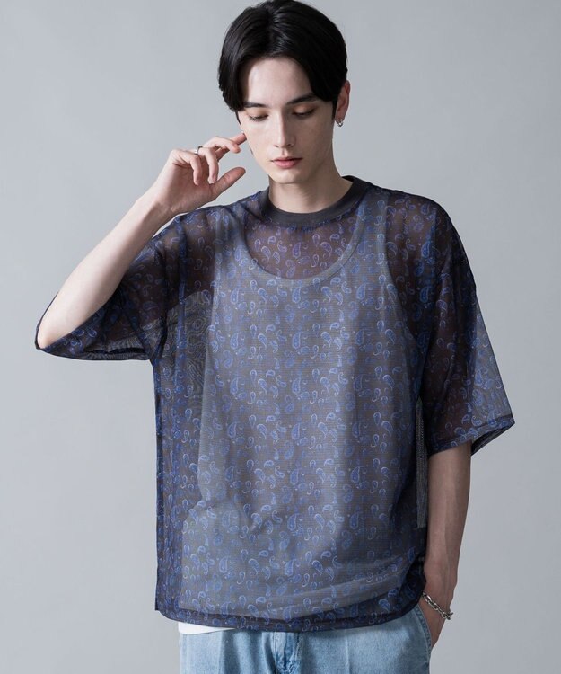 WEGO 【2点SET】メッシュパターンアンサンブルPOシャツ（SS） 柄2