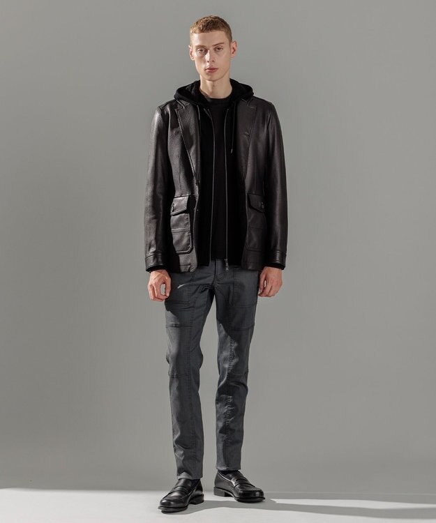 JOSEPH HOMME ライトゴートシュリンクレザー　ジャケット ブラック系