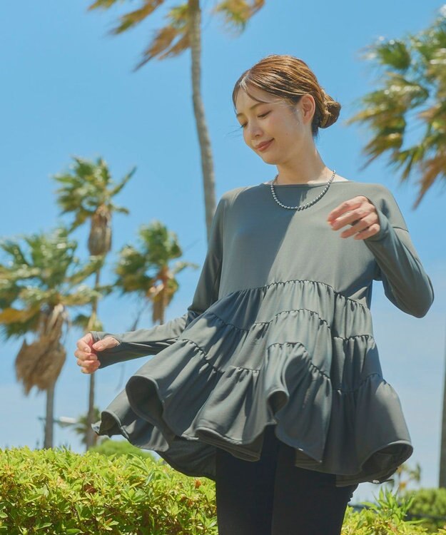 OP／FILA 【Ocean Pacific】フレアラッシュＴシャツ ダークグレー