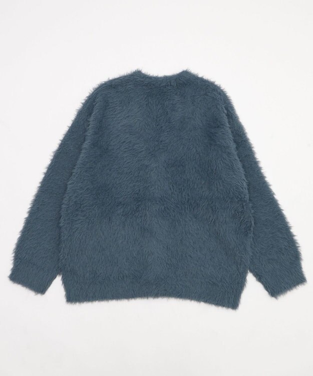 WEGO 【2025秋冬新作/ユニセックス着用ITEM/SMLサイズ展開】フェザーニットカーディガン ブルー