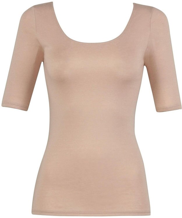 WACOAL 【スゴ衣】 あったかインナー 5分袖 ふんわり、あったか 「天綿」使用 吸湿発熱性 半袖 綿混 肌着 CLC582 /ワコール カラシ