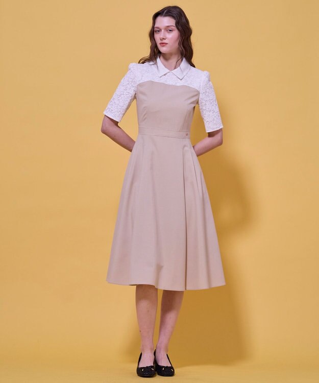 TOCCA LACE A LA CARTE HALF SLEEVE ドレス ブラウン系