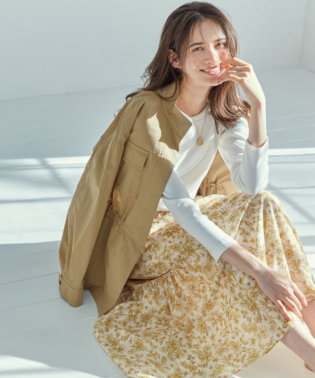 23区 【SLOW/一部店舗限定】ミリタリーストレッチタフタ ジャケット ベージュ系