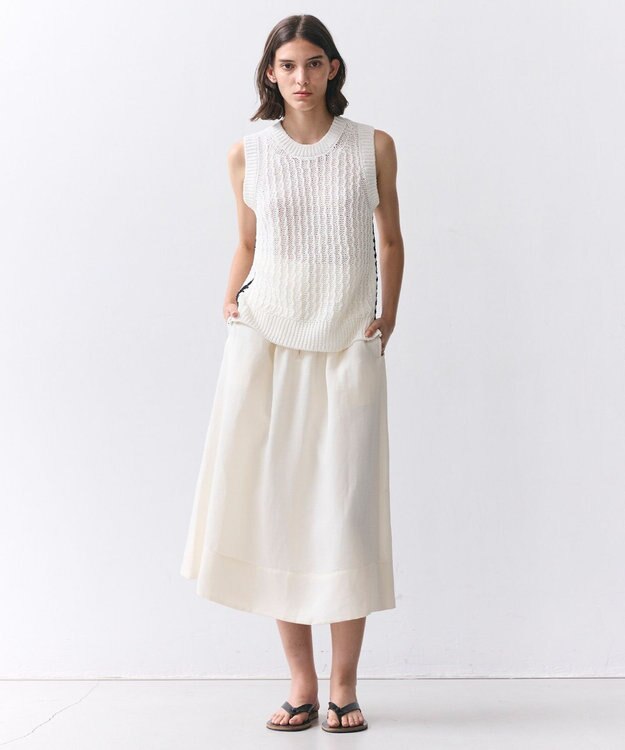 BEIGE， BERNARD / リネン混 ゴールドジップ ハイウエススカート Ecru