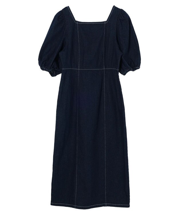 earth music&ecology スクエアネックデニムワンピース Dark Indigo