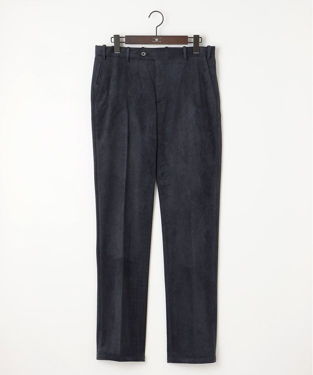 JOSEPH ABBOUD 【軽量】ブロックベロア ストレッチ パンツ ネイビー系