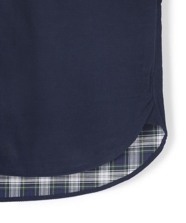 J.PRESS MEN Ｗフェイス キャラメルコールバンドカラー シャツ ネイビー系