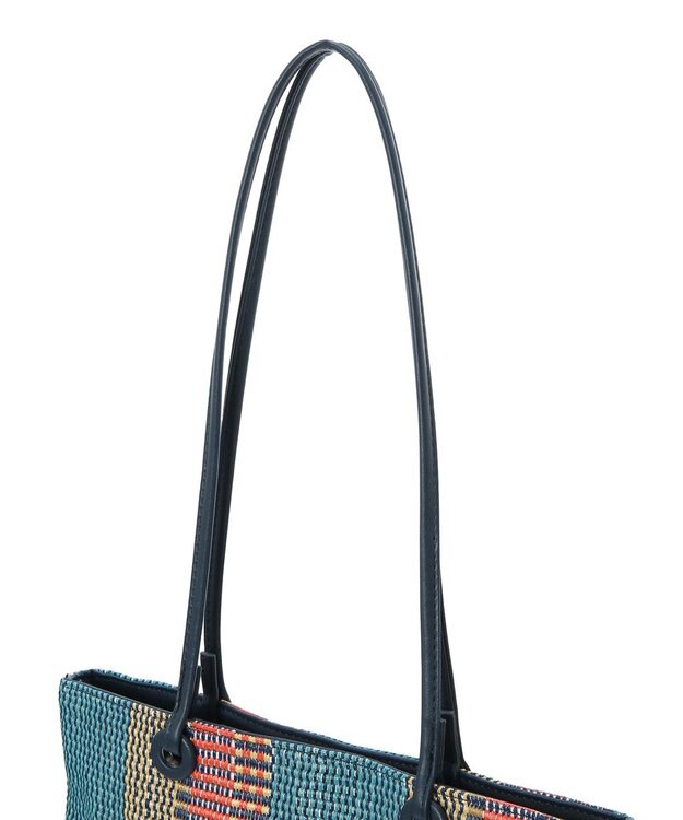 Green Parks ａｎｄｍｉｋｋａ．ストライプフラットＡ４トート Turquoise Blue