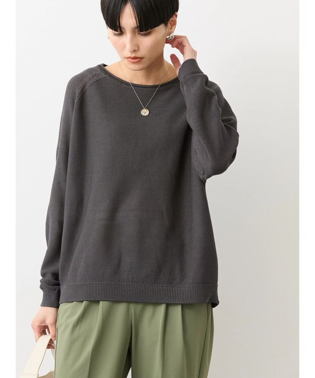 AMERICAN HOLIC ボートネックニットプルオーバー Charcoal Gray