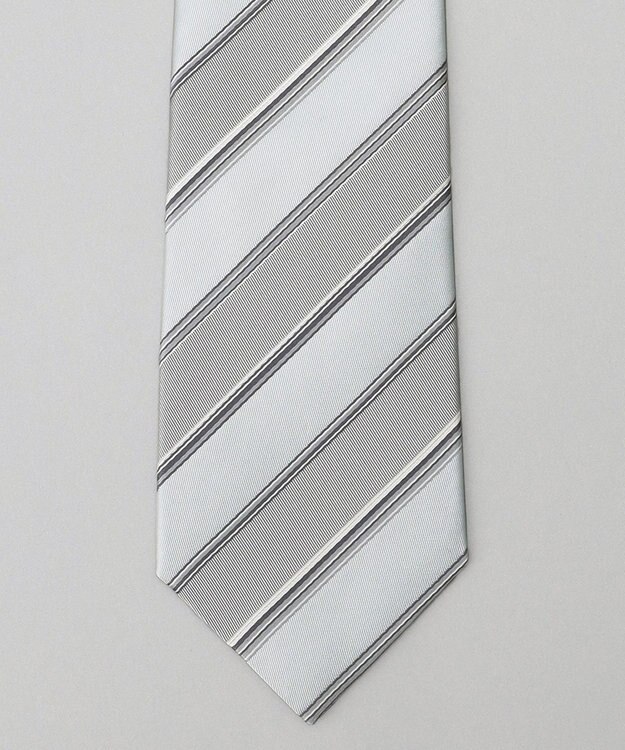 GOTAIRIKU 【WEAR BLACK】フォーマル用_ストライプ ネクタイ シルバー系1