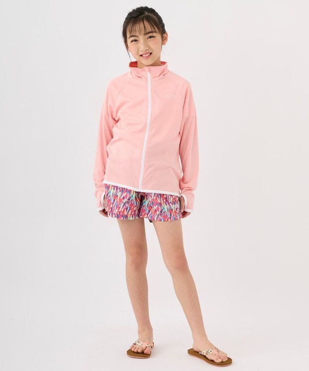 OP／FILA 【Ocean Pacific】フルジップ OPロゴラッシュガード ピンク