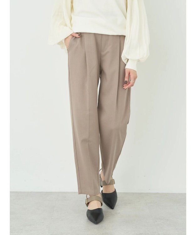 earth music&ecology 裏起毛テーパードパンツ Beige