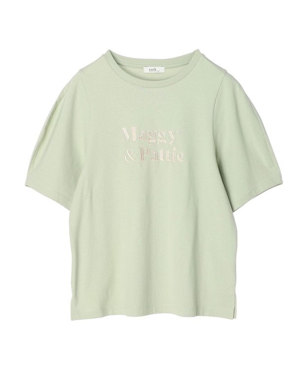 earth music&ecology フォルムスリーブ刺繍ロゴＴＥＥ Off White