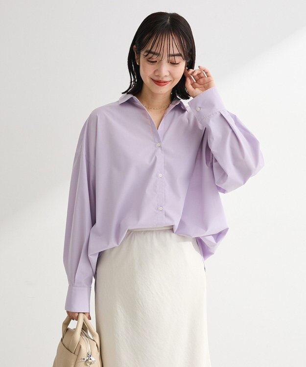 Green Parks イージーケア抜け衿シャツ Purple