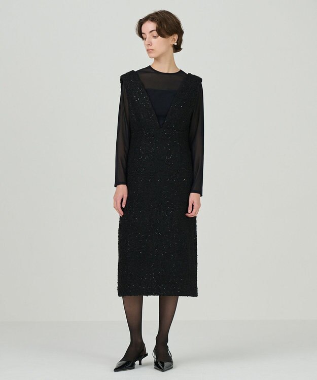 GRACE CONTINENTAL ツイードタイトジャンパースカート ブラック