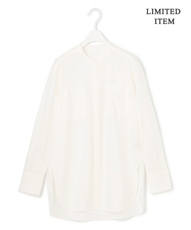 ICB 【WEB限定・洗える】ライクアウーブン バンドカラーカットソー オフホワイト系