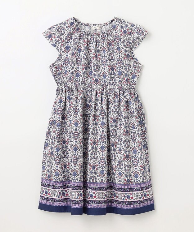 ANY KIDS 【WEB限定柄有】総柄 サマー ワンピース ネイビー系モロッカン